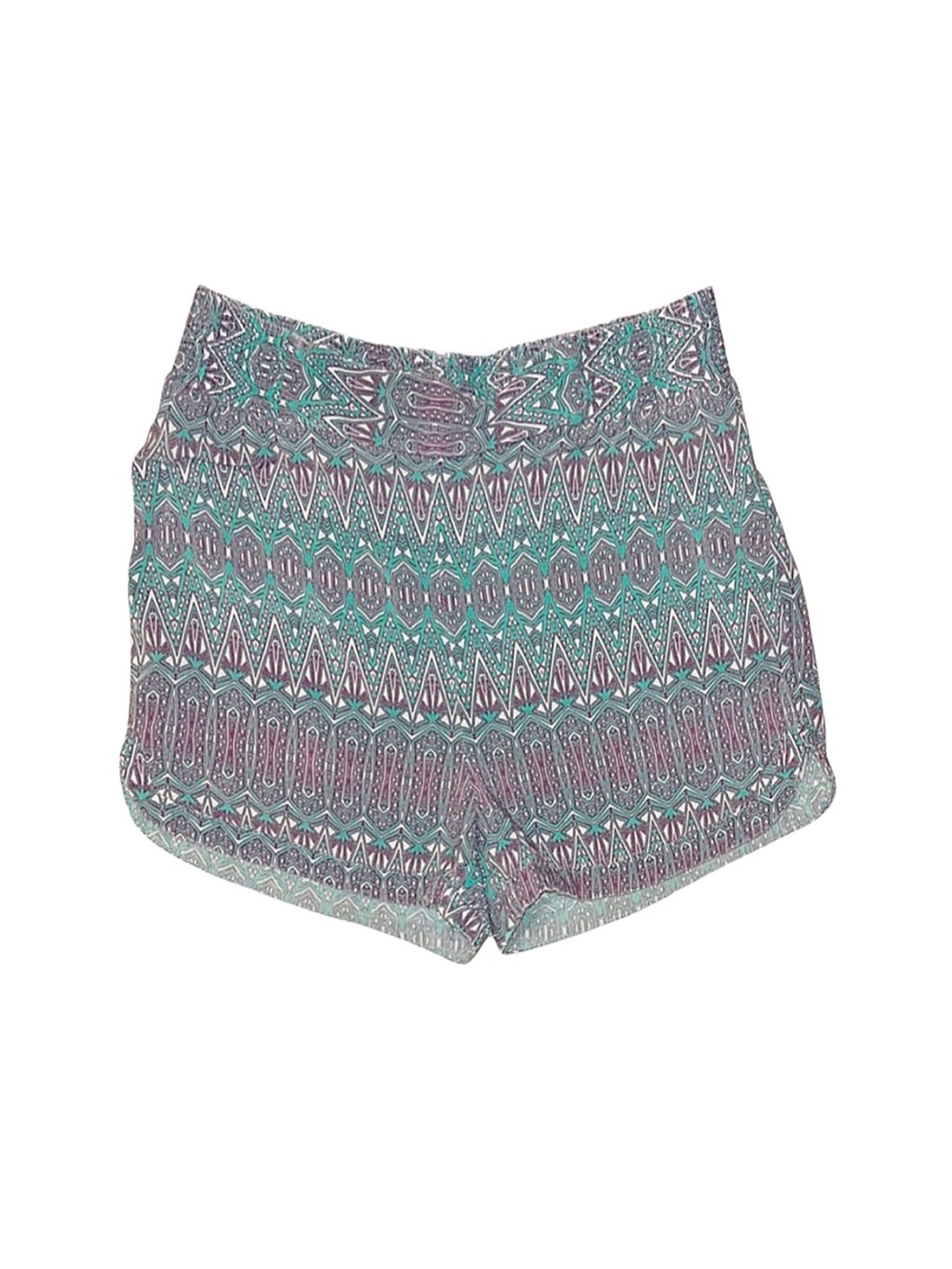 GIRL'S Purple And Green Patterned Shorts Size 14/16